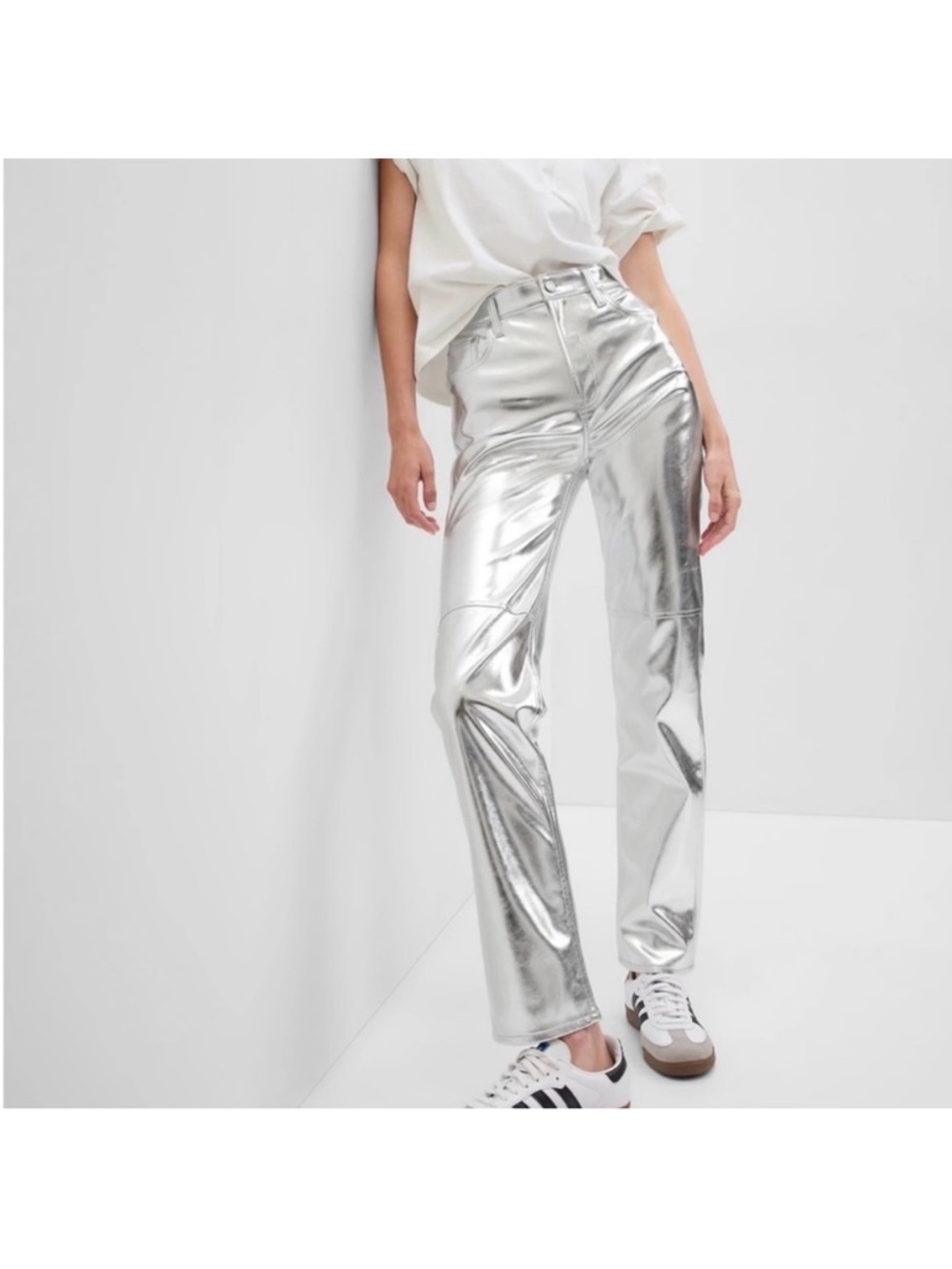 Silver Metallic Skinny Jeans